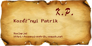 Kozányi Patrik névjegykártya